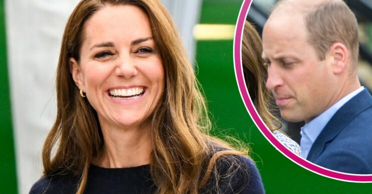 Kate Middleton smiling and Prince William