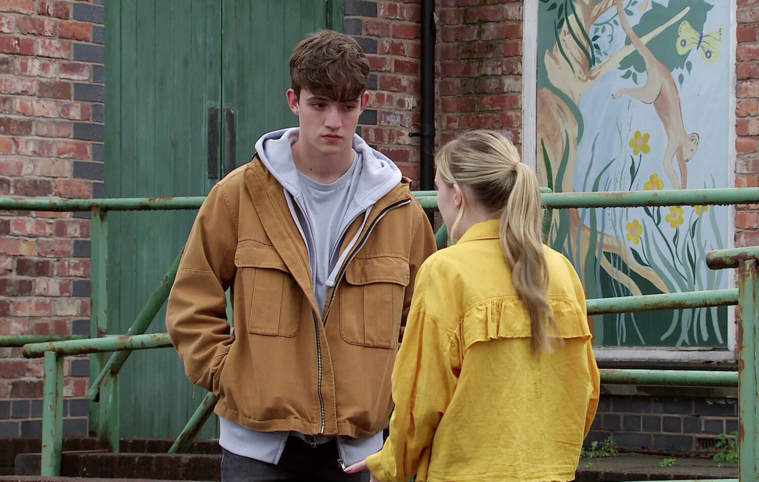 Coronation Street Aaron looking down sadly at Summer