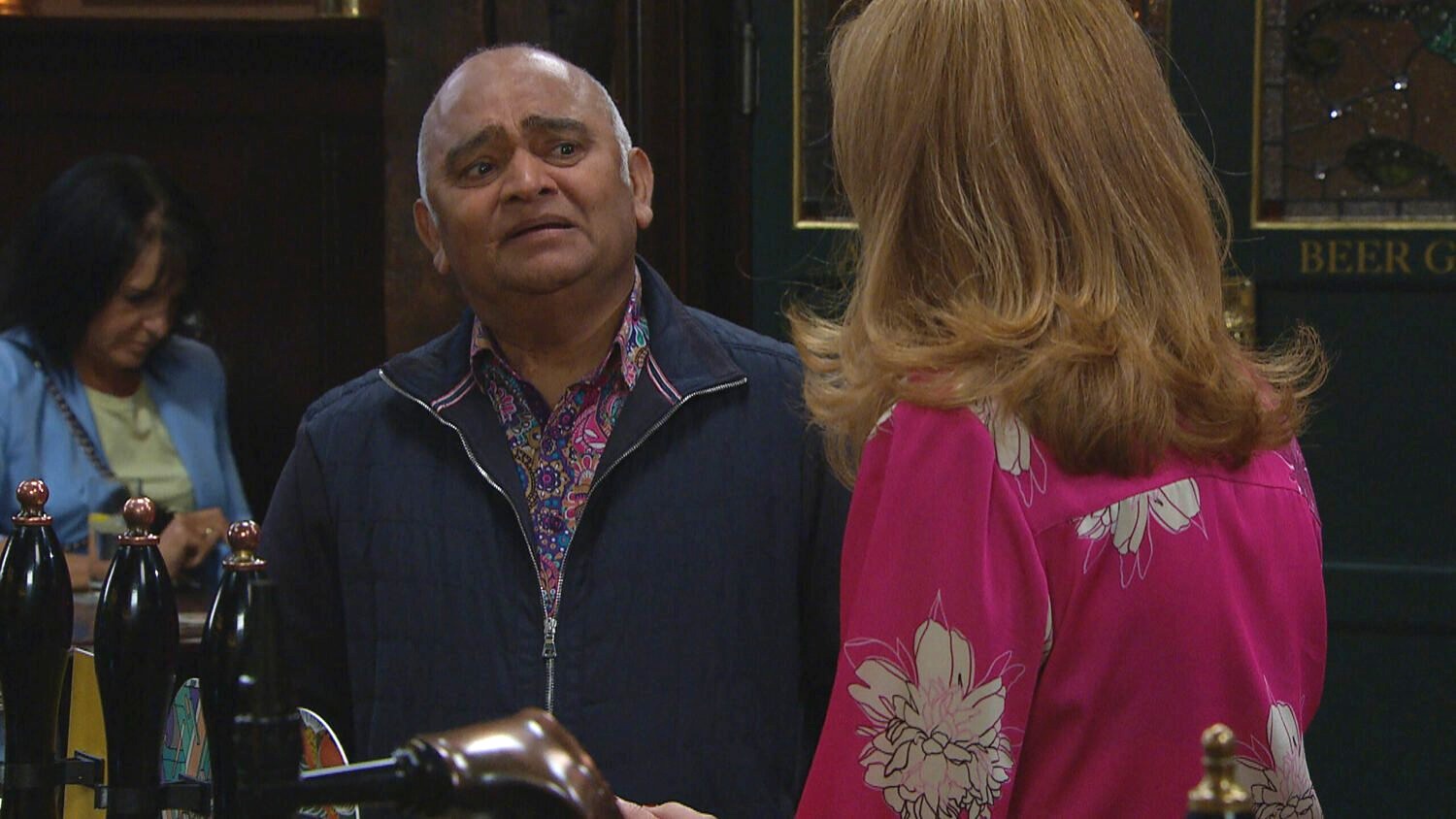 Emmerdale Rishi and Bernice in The Woolpack