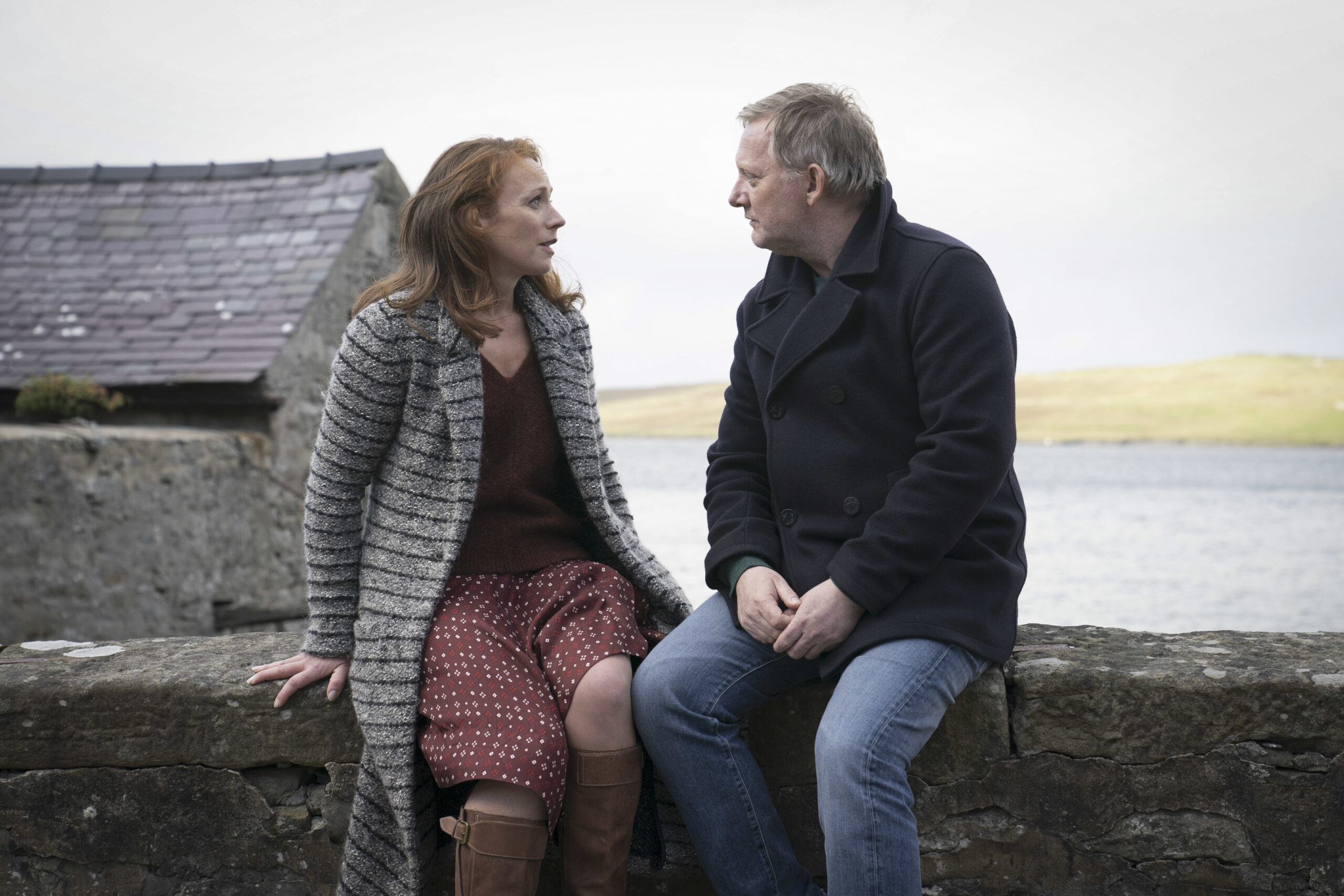 Meg and Perez look into each other's eyes in Shetland series 7