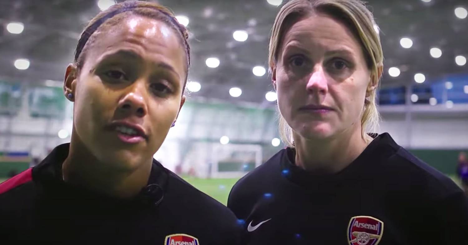 Alex Scott and Kelly Smith look into the camera