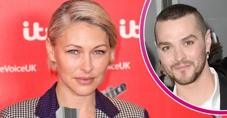 Emma Willis looks concerned and her husband Matt Willis poses for cameras