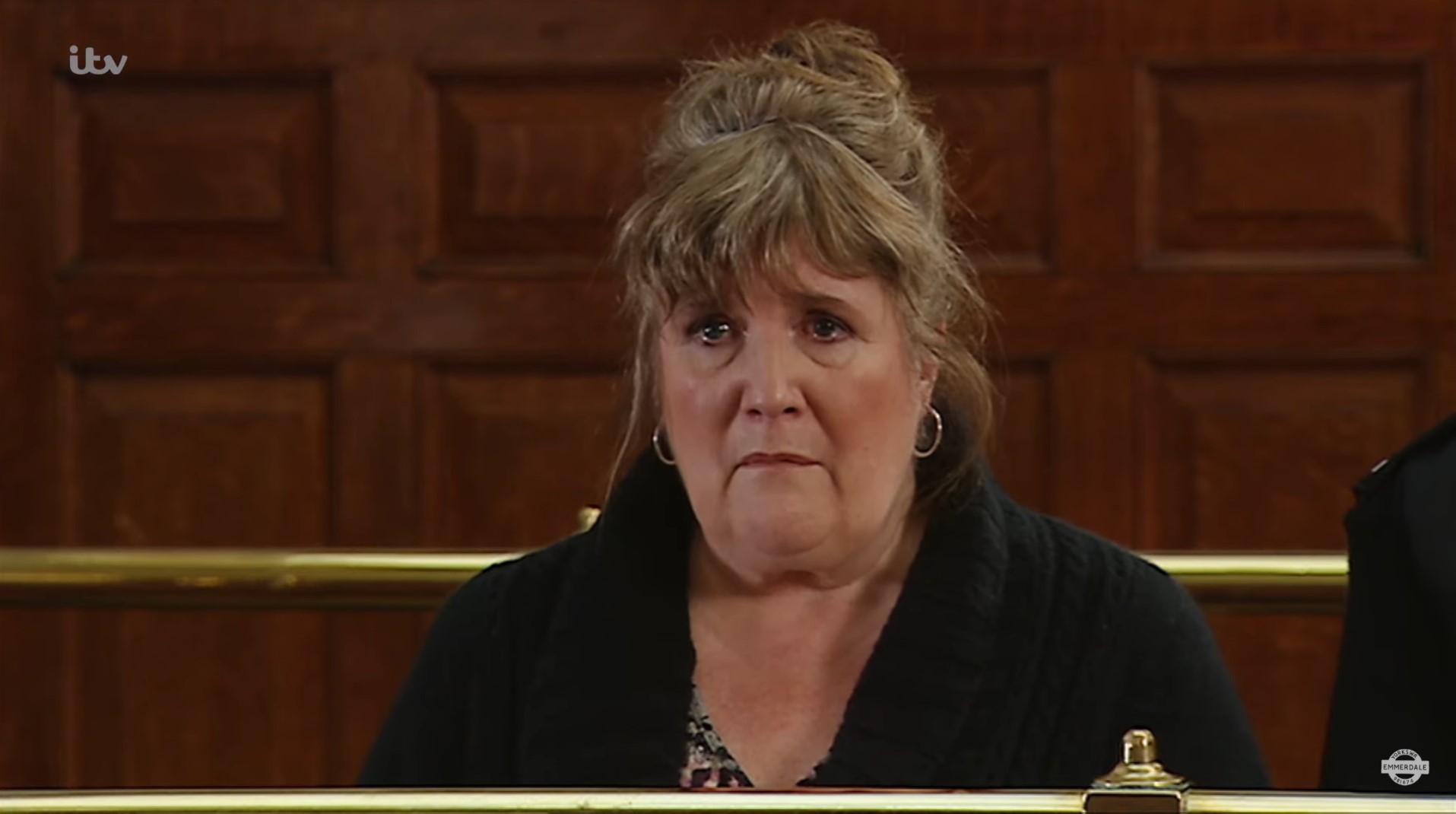 Emmerdale Lisa Dingle looks sad in court