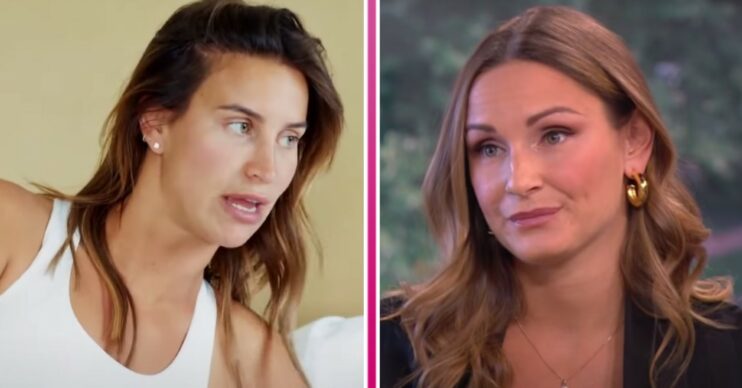 Ferne McCann looks to side, Sam Faiers looks sad