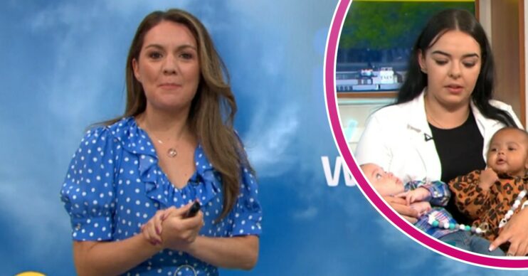 Laura Tobin and twins on Good Morning Britain today