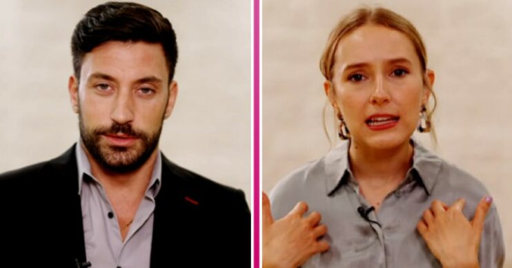 Giovanni and Rose speaking to the camera on Strictly