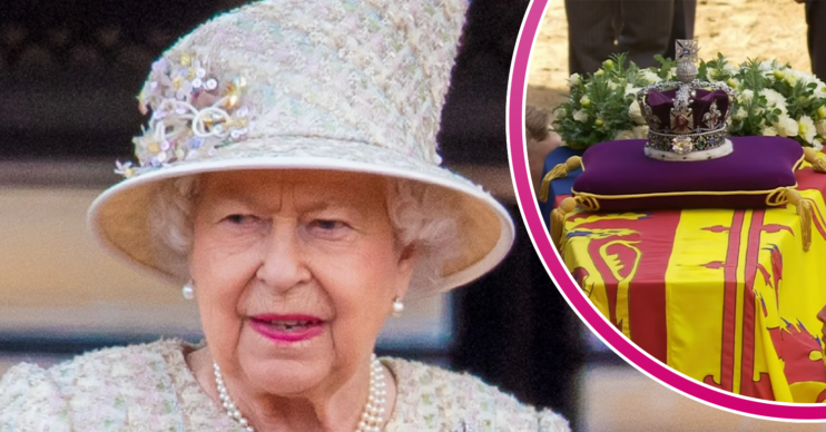 The Queen and her coffin
