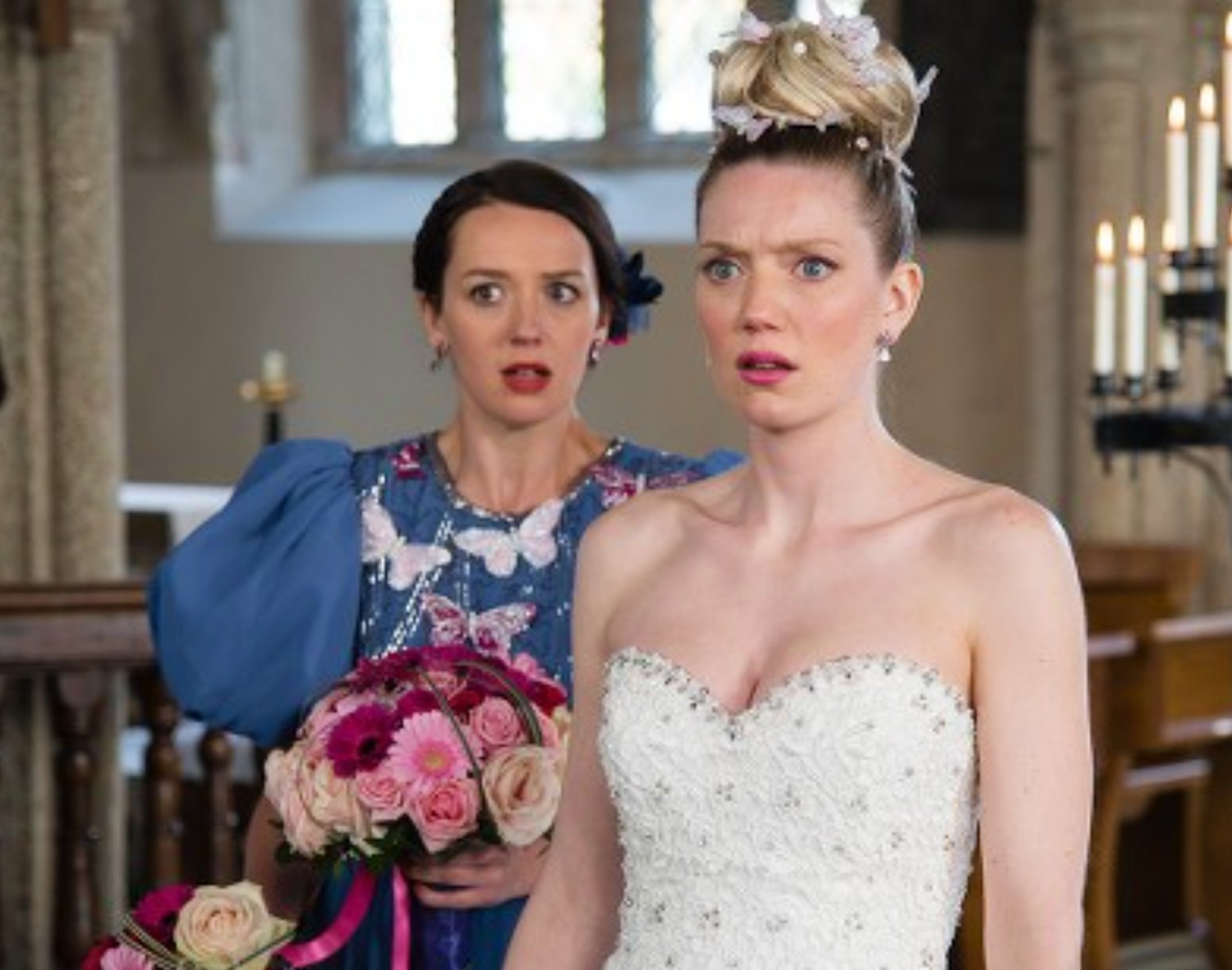 Robyn Addison looking shocked on Doc Martin