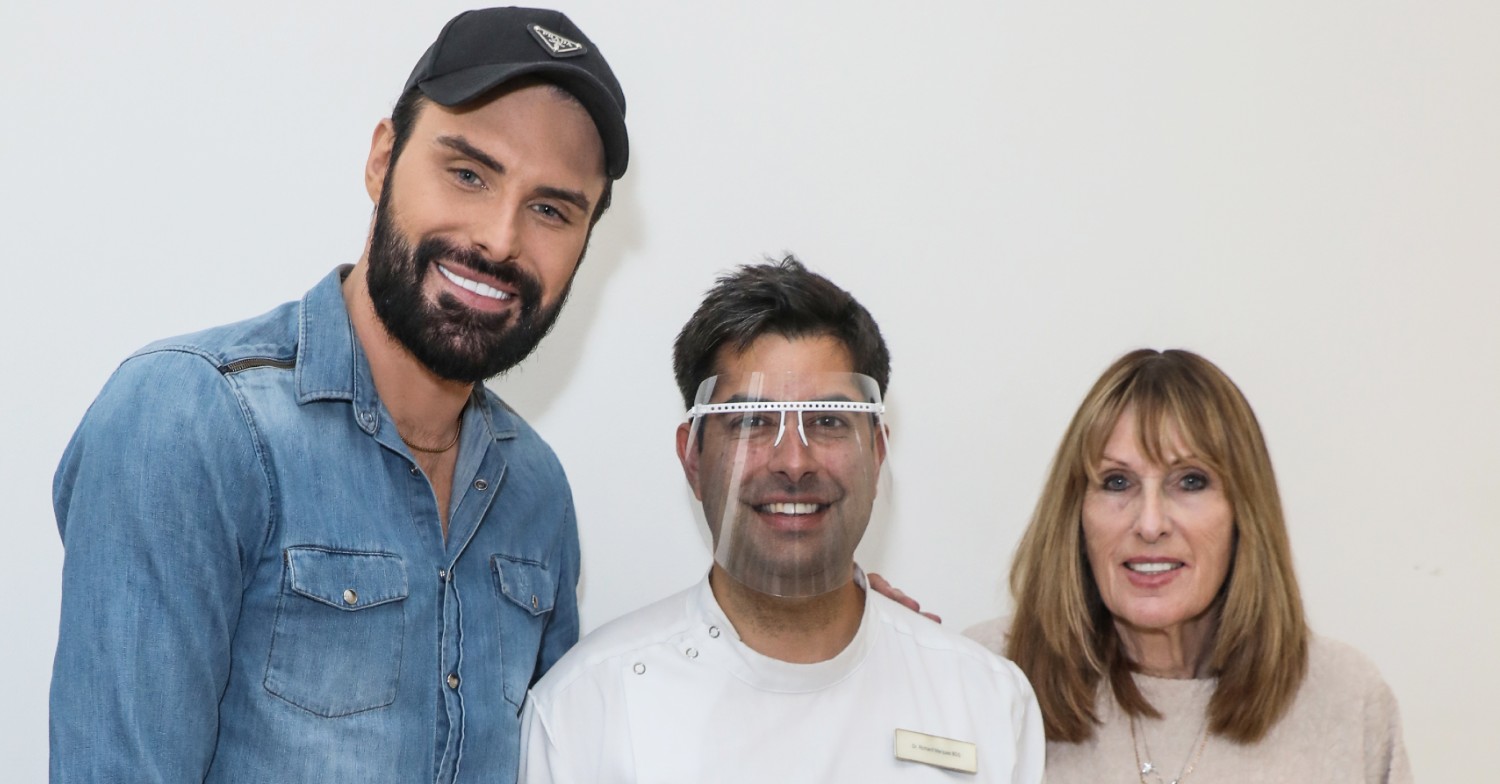 Rylan and his mum Linda with cosmetic dentist Dr Richard Marques