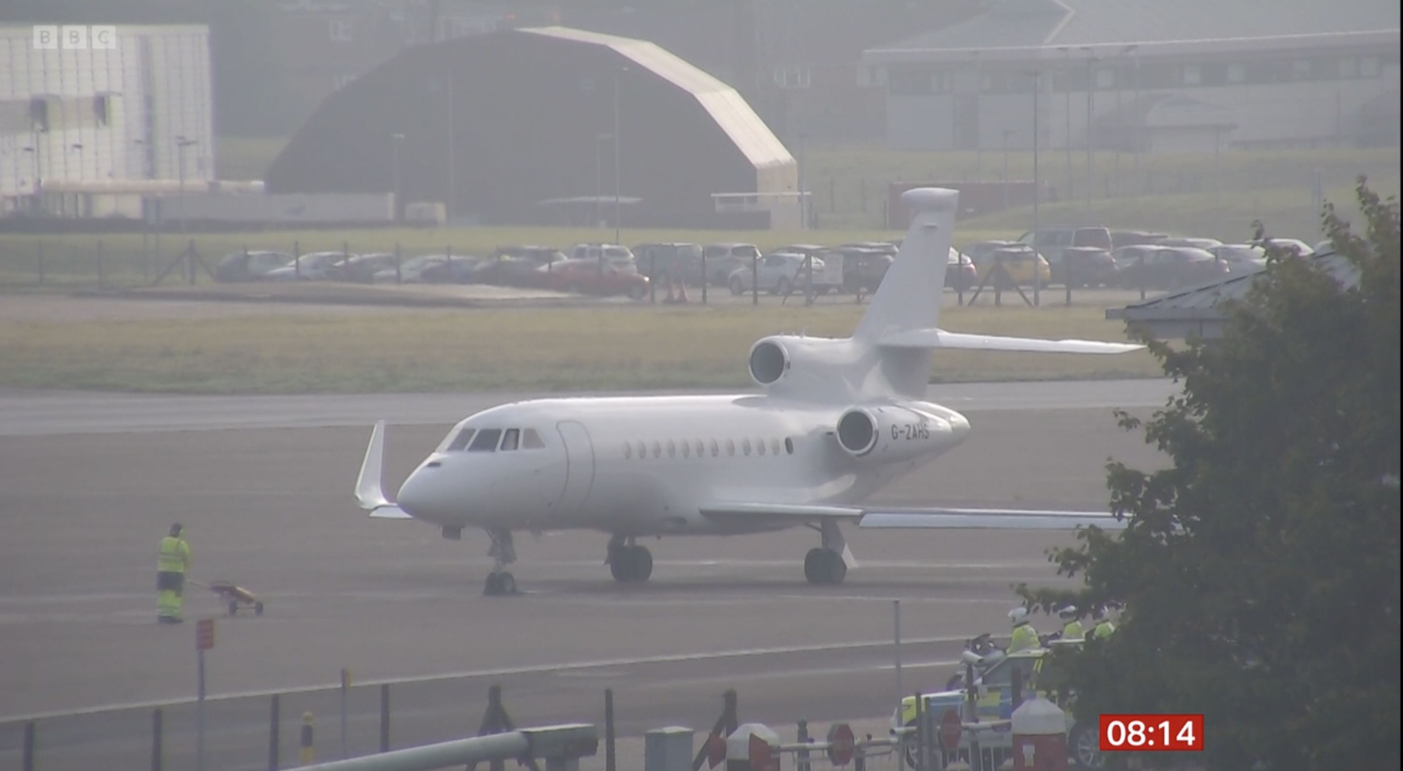A plane sitting on the runway on BBC Breakfast today
