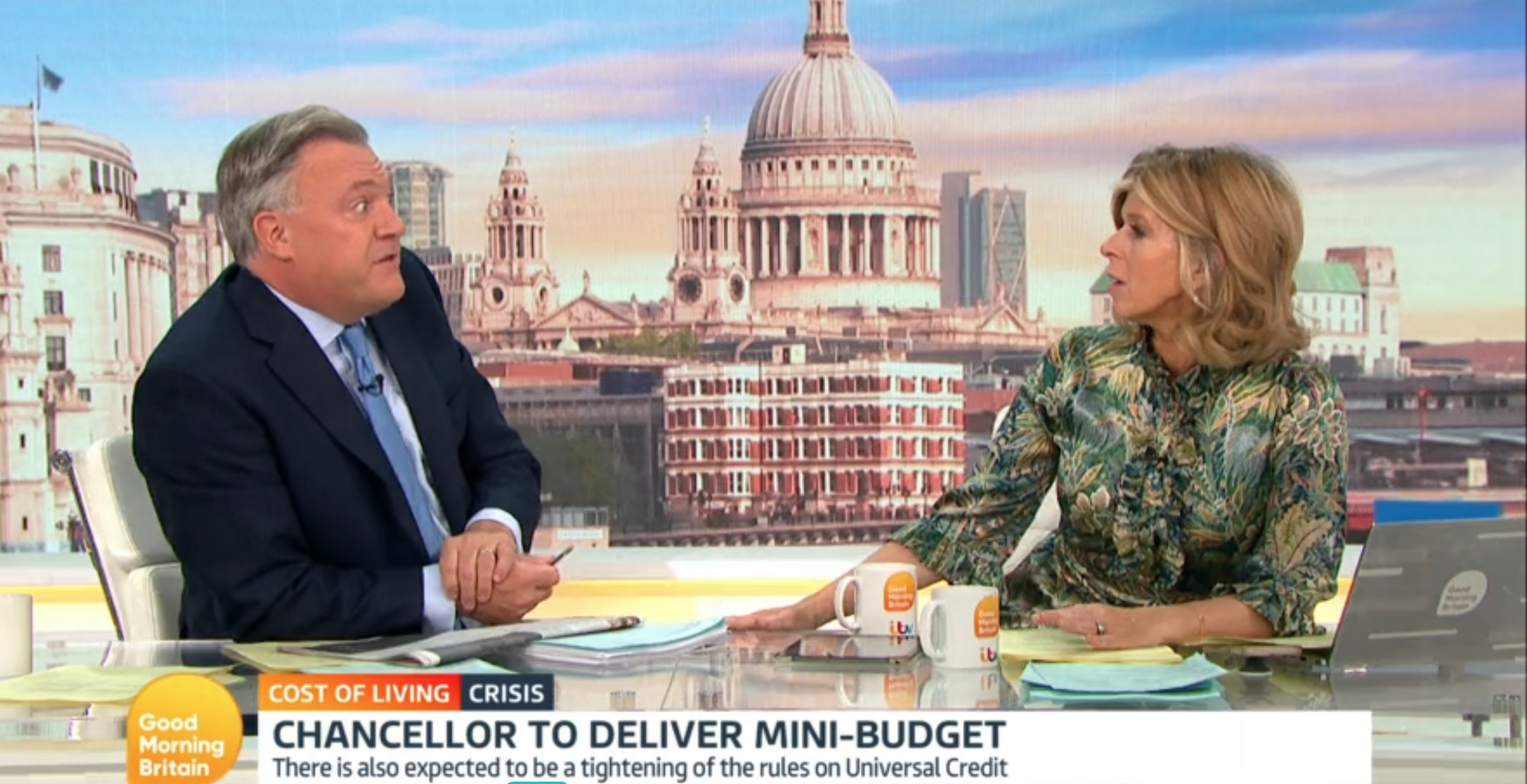 Ed Balls and Kate Garraway bickering on GMB