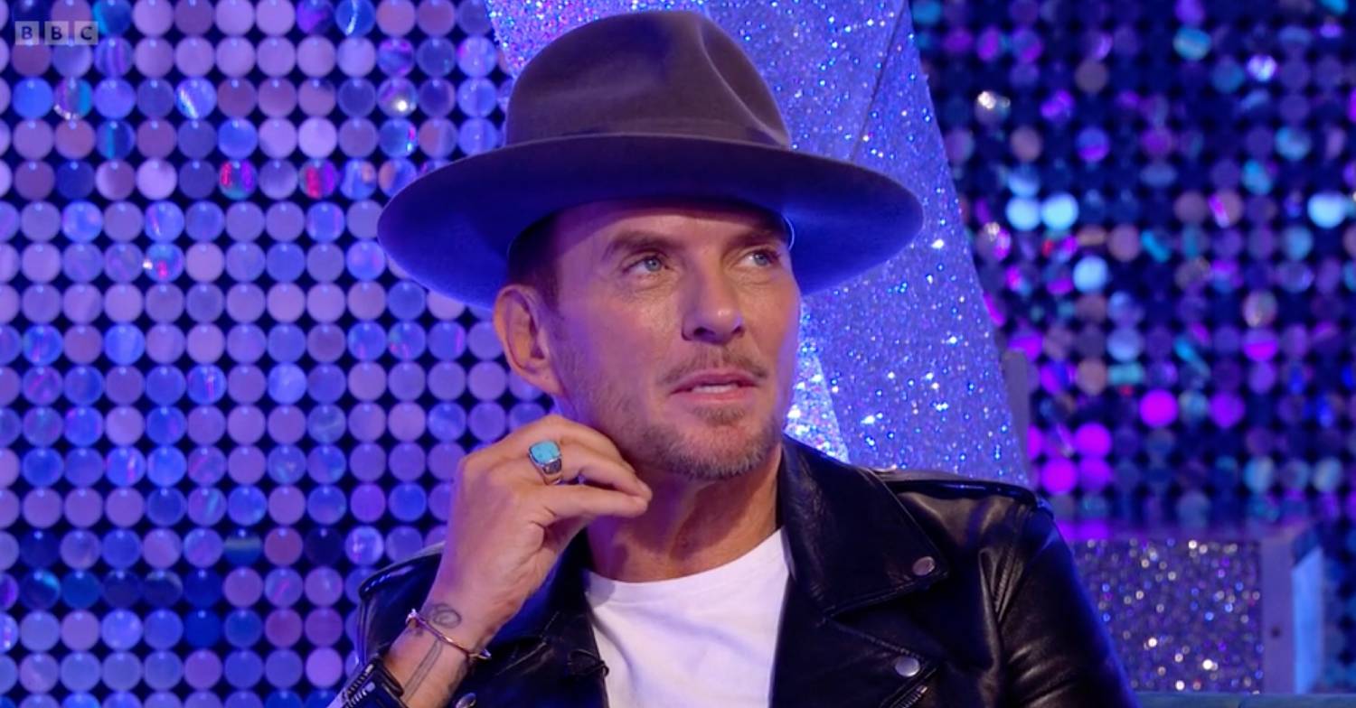Strictly 2022 contestant Matt Goss looks upwards