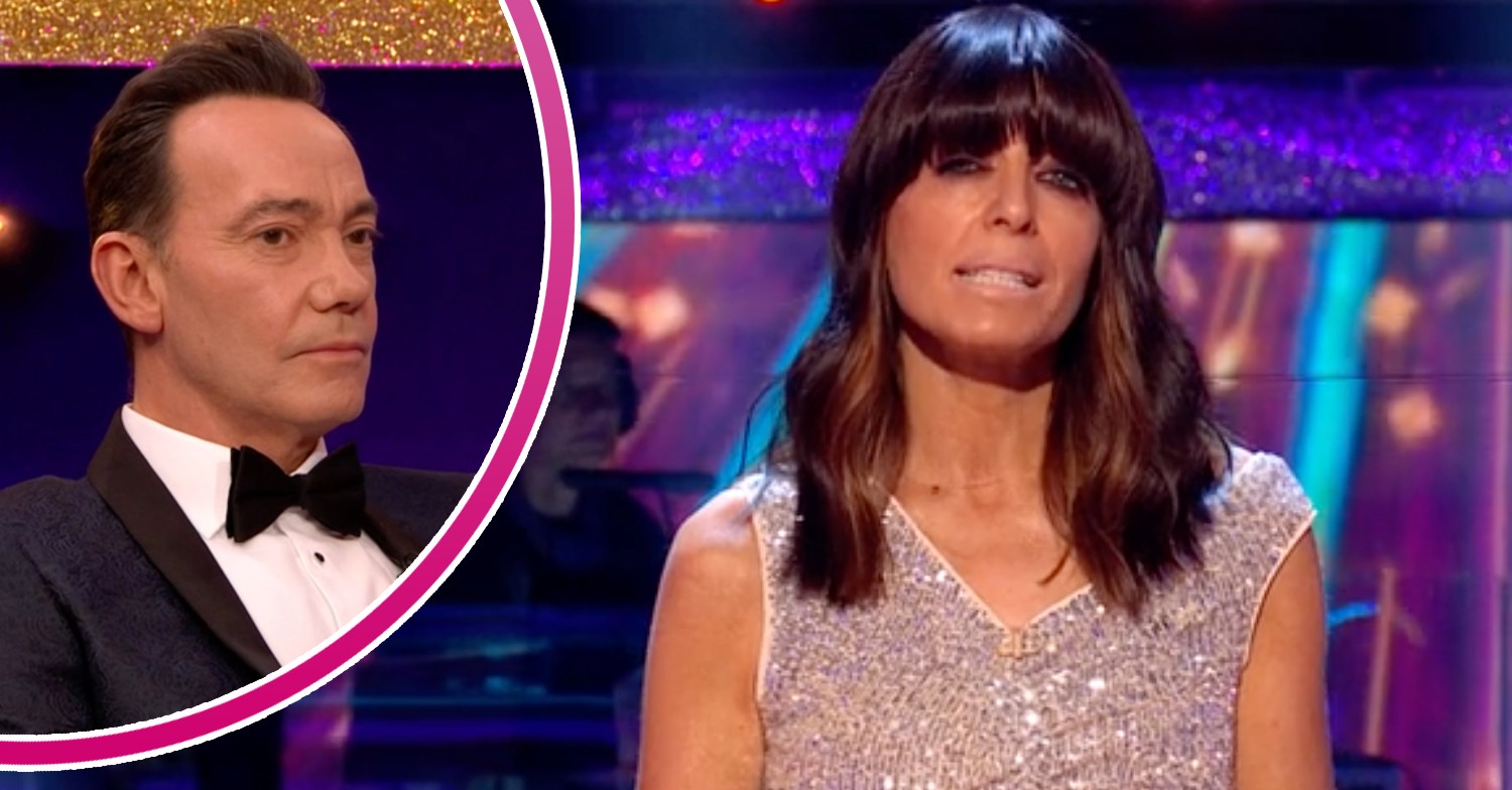 Craig Revel Horwood looks stern and Strictly host Claudia Winkleman speaks to the camera