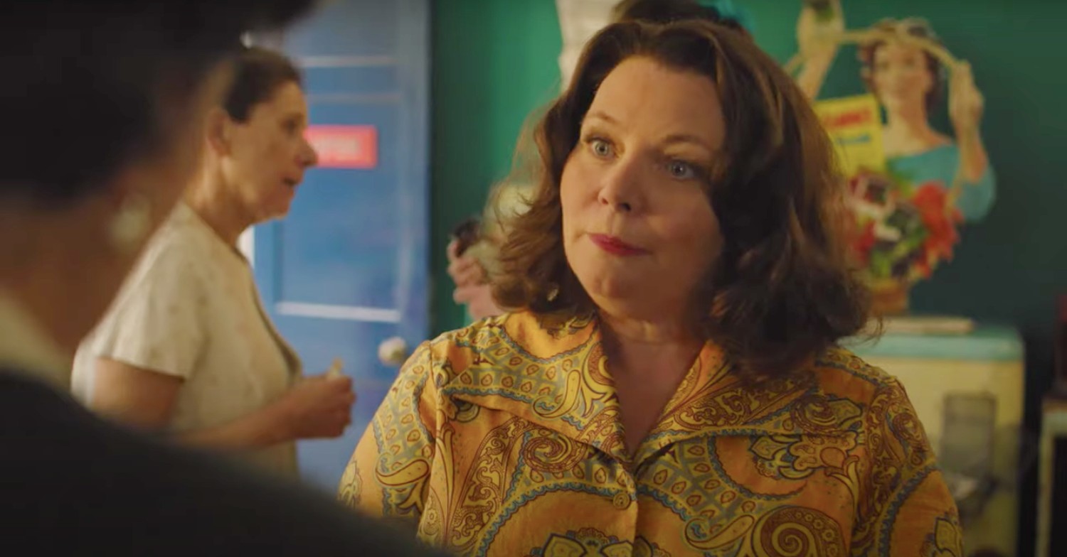 Joanna Scanlan looks concerned in The Larkins