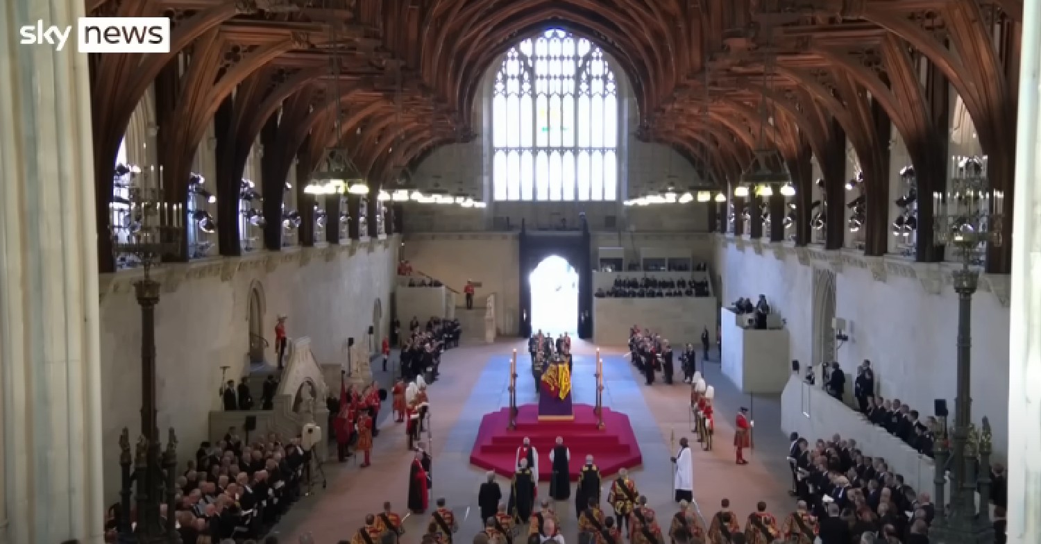 The Queen lying in state inside Westminster Hall