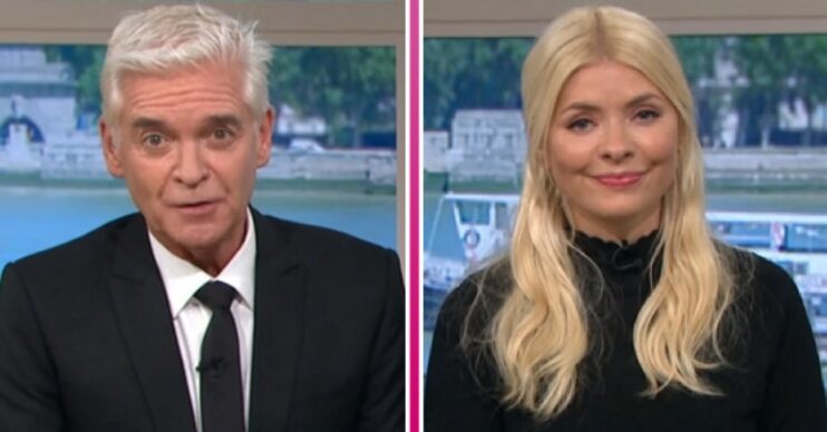 Phillip and Holly in all black on ITV This Morning