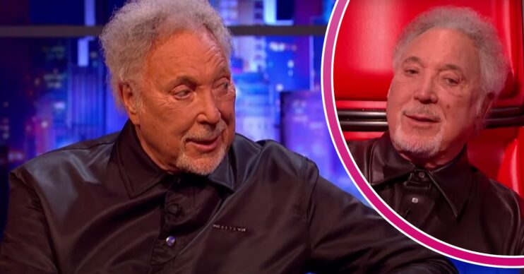 Sir Tom Jones looks surprised and appears on The Voice