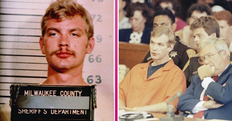 Jeffrey Dahmer in mug shot and in court
