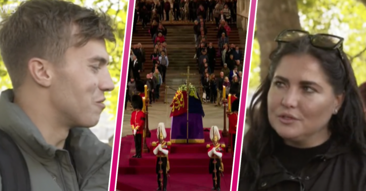 Jack and Zoe in the queue for the lying in state