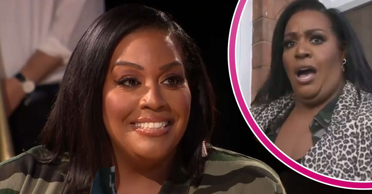 Alison Hammond smiling, Alison Hammond looking shocked on This Morning today