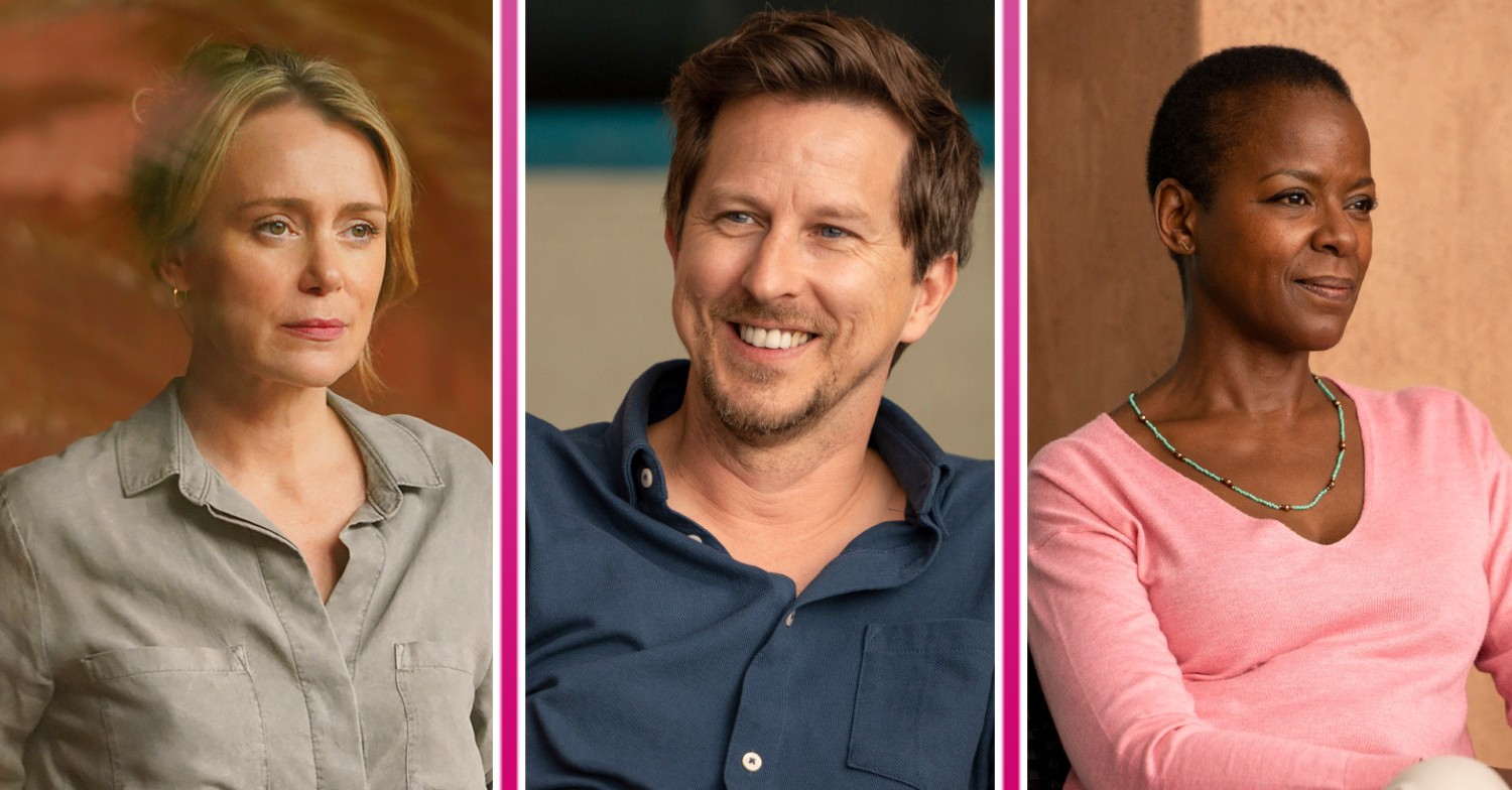 Keeley Hawes, Lee Ingleby and Josette Simon smiling in Crossfire