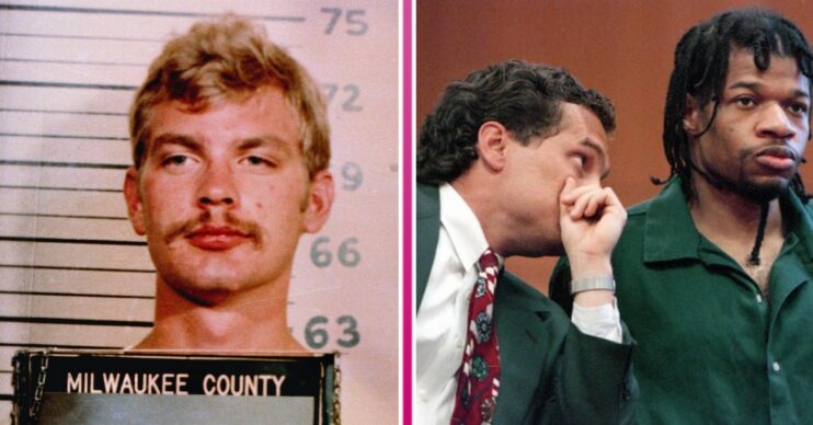 Jeffrey Dahmer in prison and Christopher Scarver in court