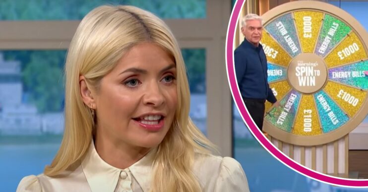 Holly Willoughby on This Morning, Phillip Schofield stood in front of the Spin to Win wheel
