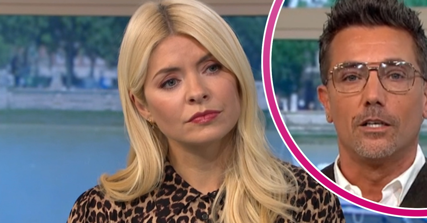Holly Willoughby and Gino D'Acampo look serious on This Morning