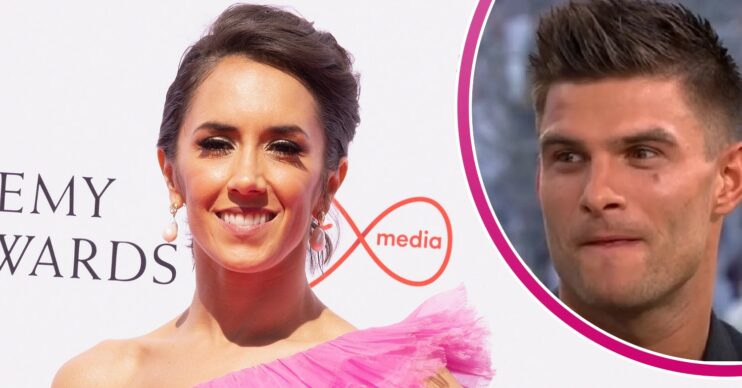 Janette Manrara smiling at a red carpet event and Aljaz Skorjanec on This Morning