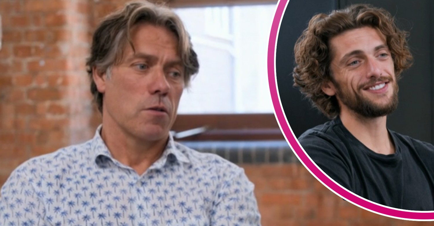 John Bishop looking concerned and Joe Bishop smiling