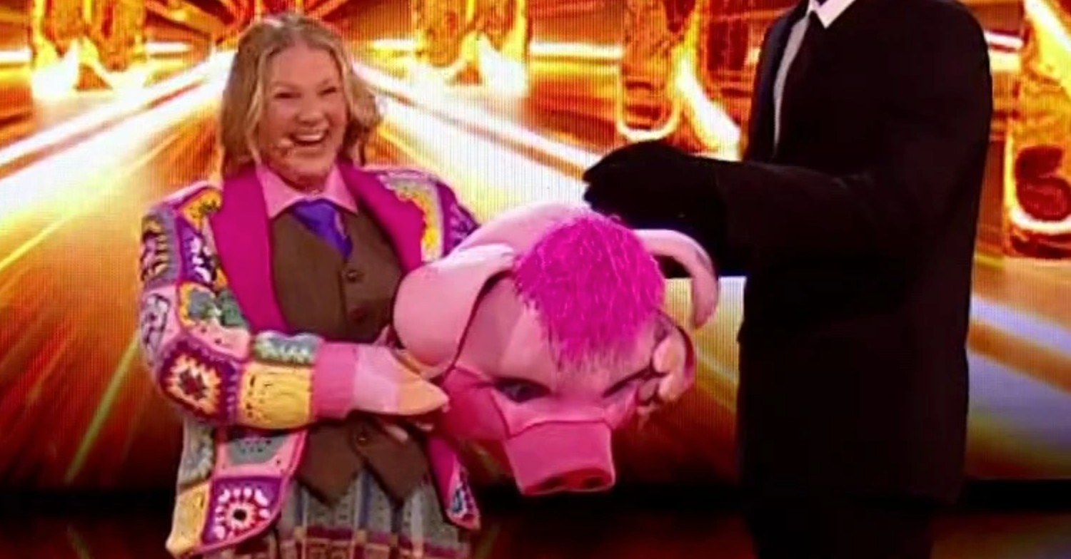 Joanna Page was unmasked as Pig on The Masked Dancer last night (Credit: ITV)