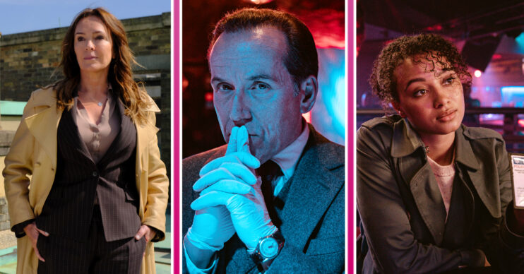 Juliet Aubrey as Christina Brand (left) Ben Miller as Professor T (middle) Emma Naomi as Lisa (right)