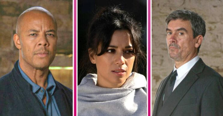 Emmerdale's Al, Priya and Cain in three-way shot