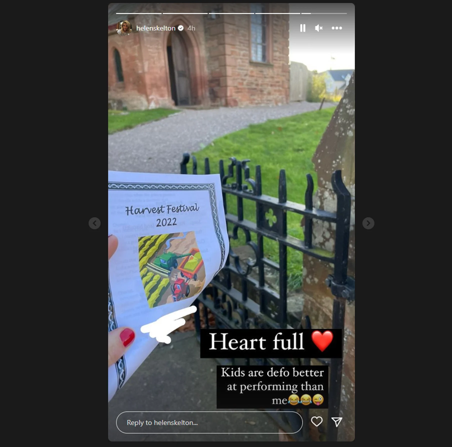 Helen Skelton's Instagram story