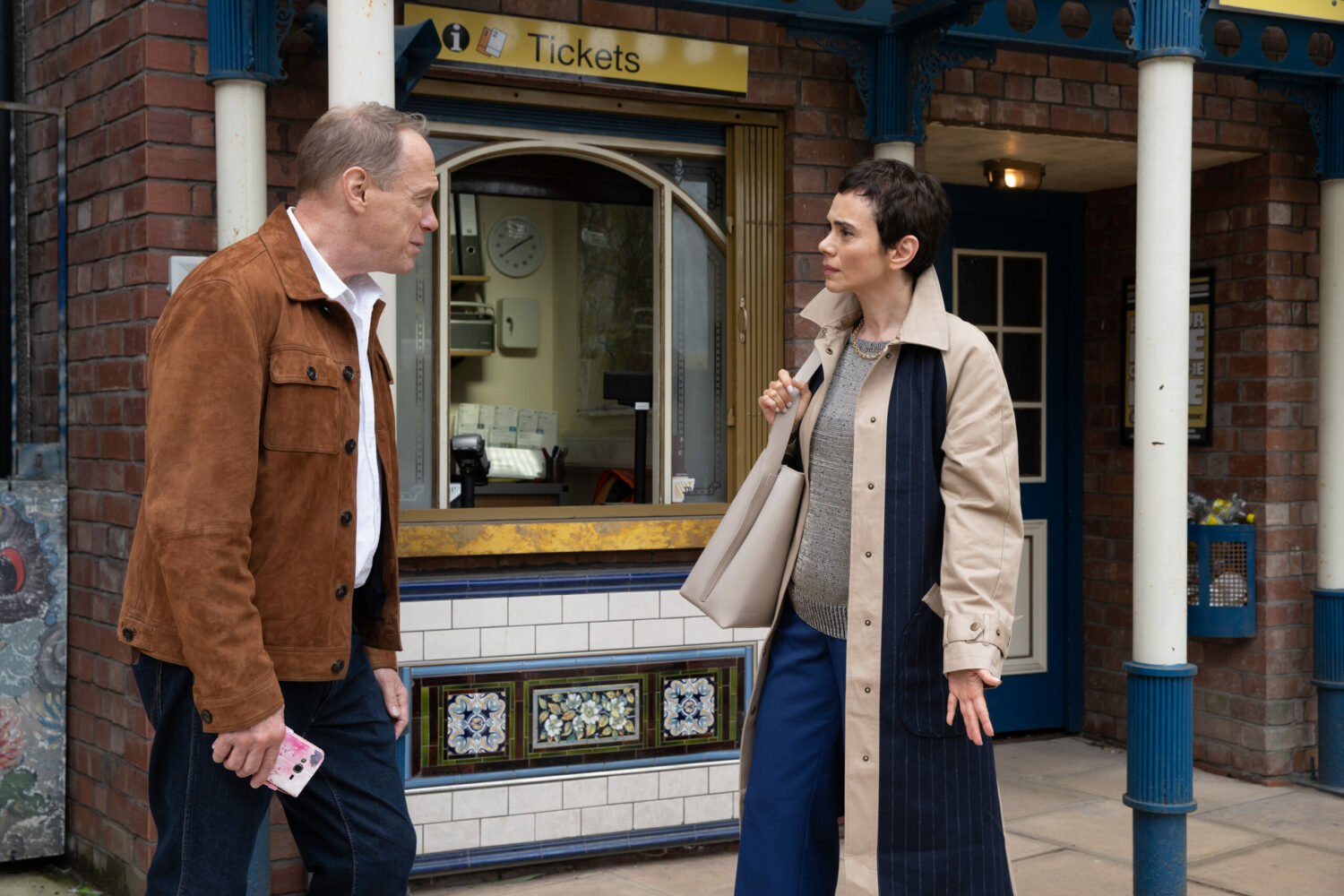 Coronation Street Stephen and Gabrielle, deep in conversation