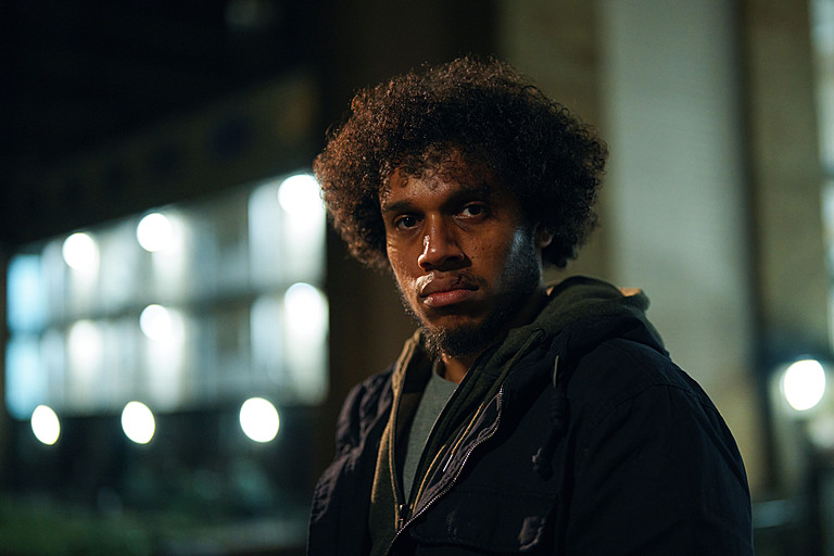 Jordan Wilks as Connor, looking menacing
