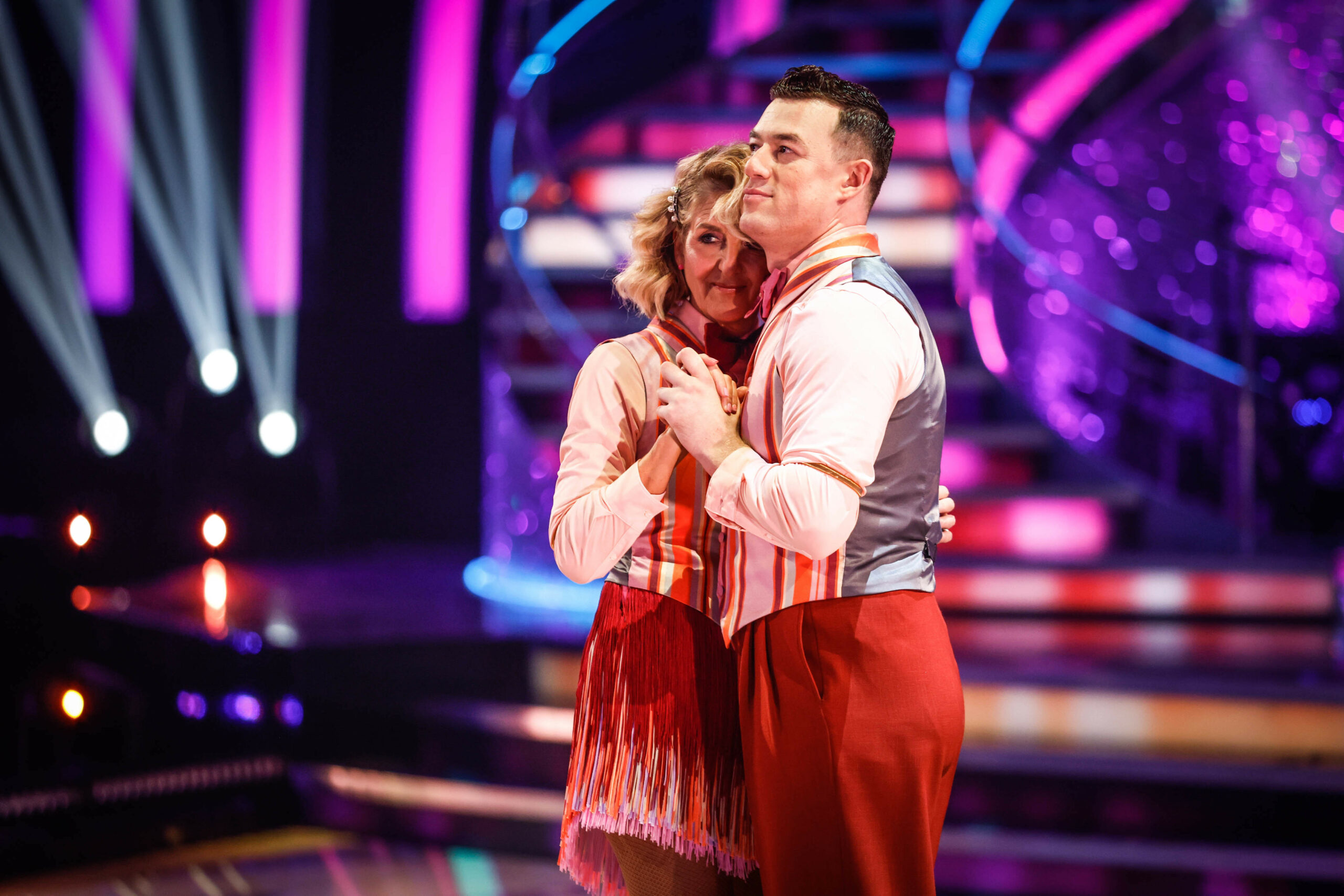 Kaye and Kai cuddling after Strictly elimination