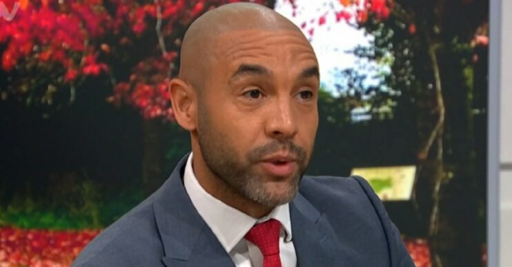 Alex Beresford talking on GMB with red tie on