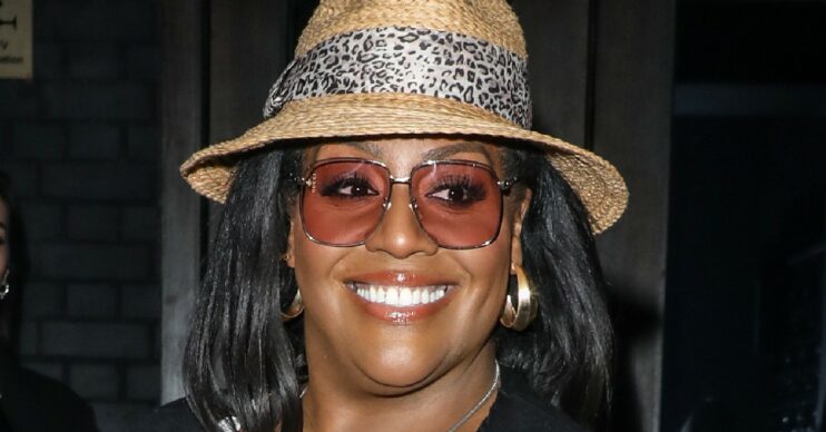Alison Hammond smiling in hat and glasses at ITV Summer Party 2022