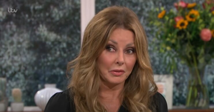 Carol Vorderman looks serious while talking on This Morning