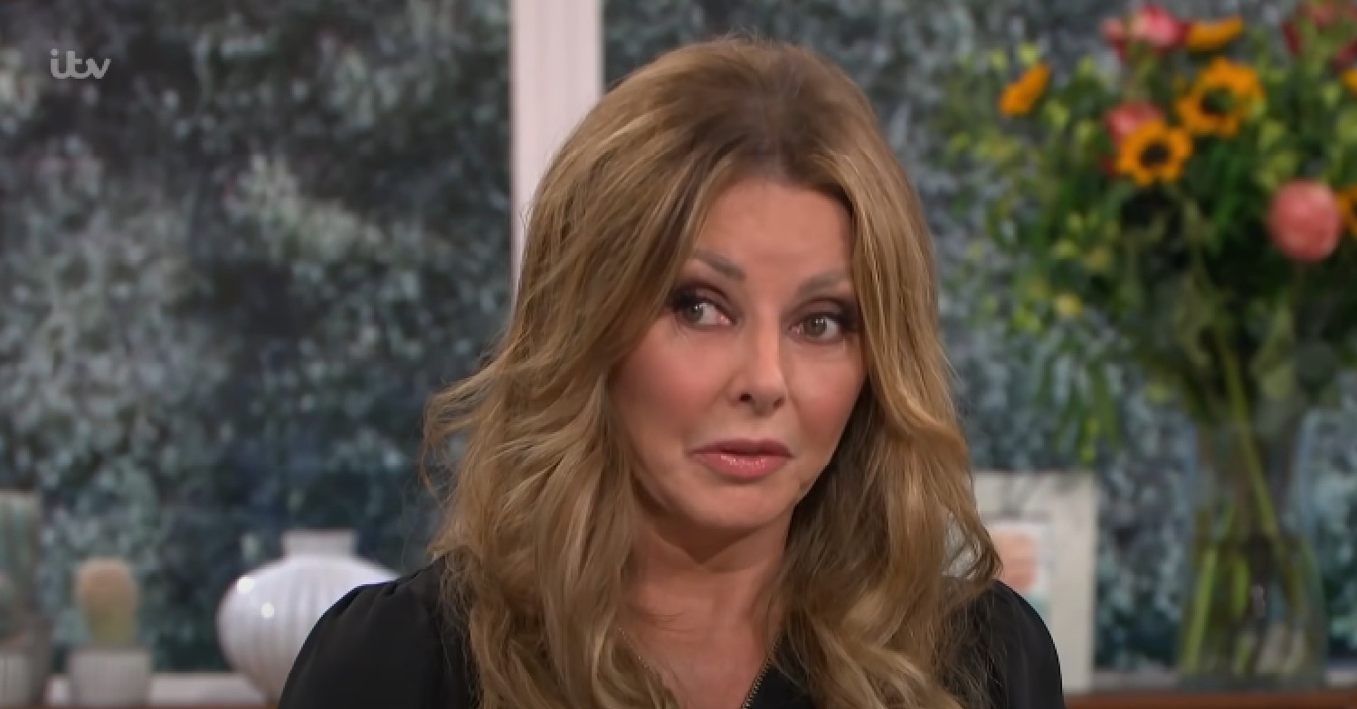 Carol Vorderman looks serious while talking on This Morning