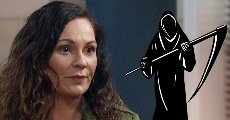 Chas in Emmerdale looks serious - Grim Reaper