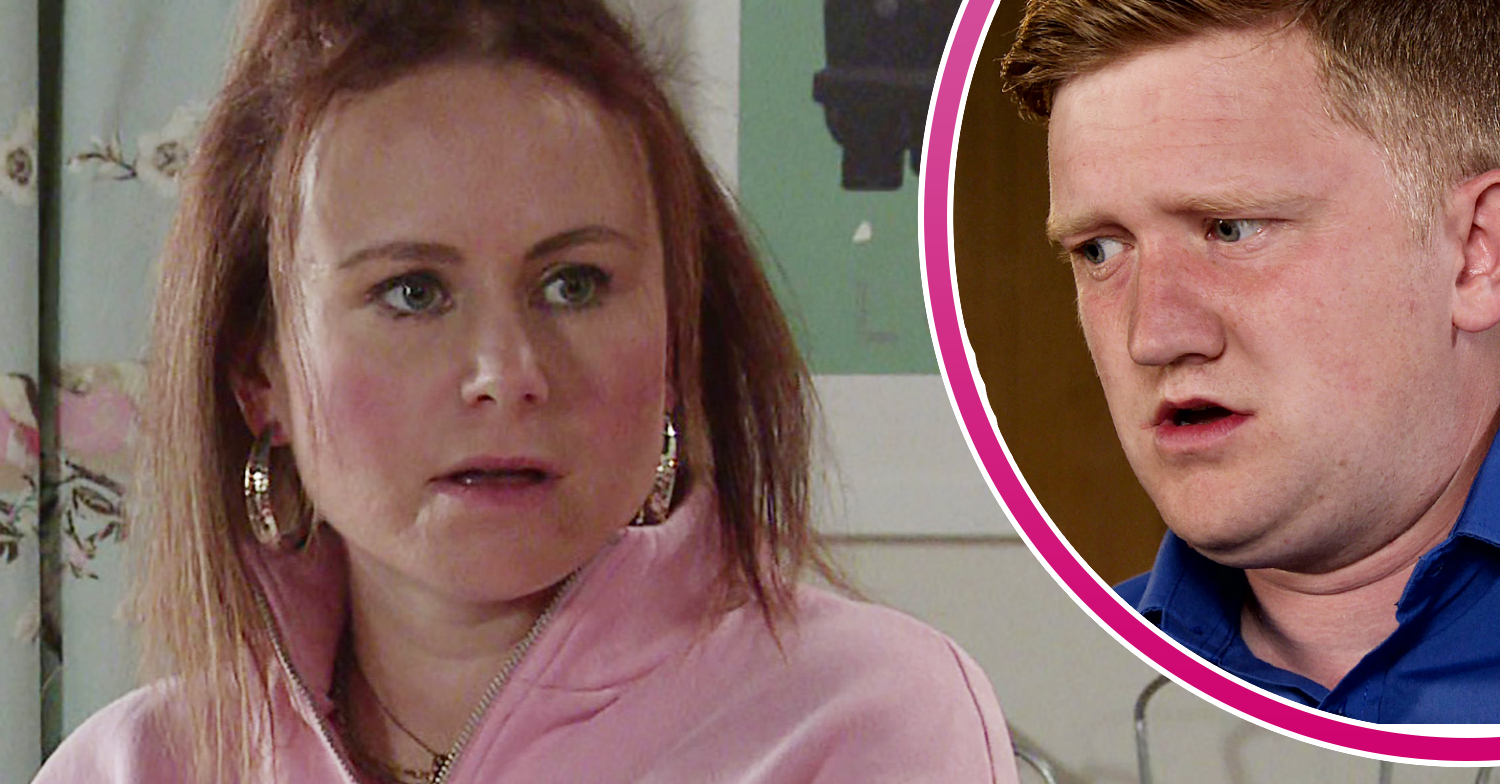 Coronation Street Gemma and Chesney looking shocked