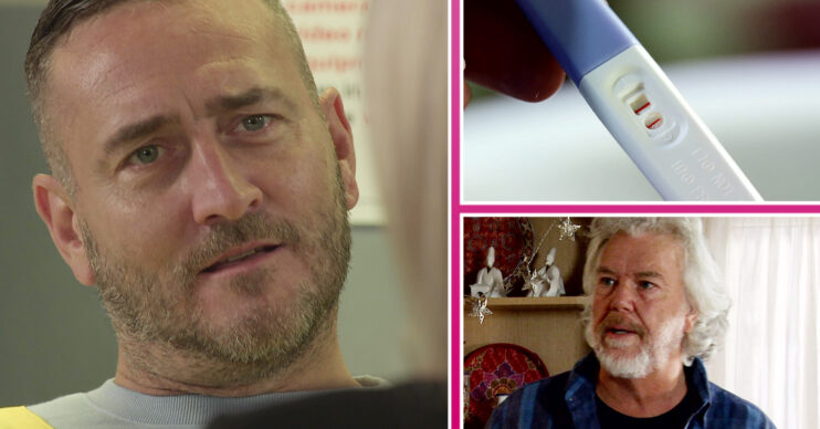 Coronation Street Harvey, Stu and a pregnancy test
