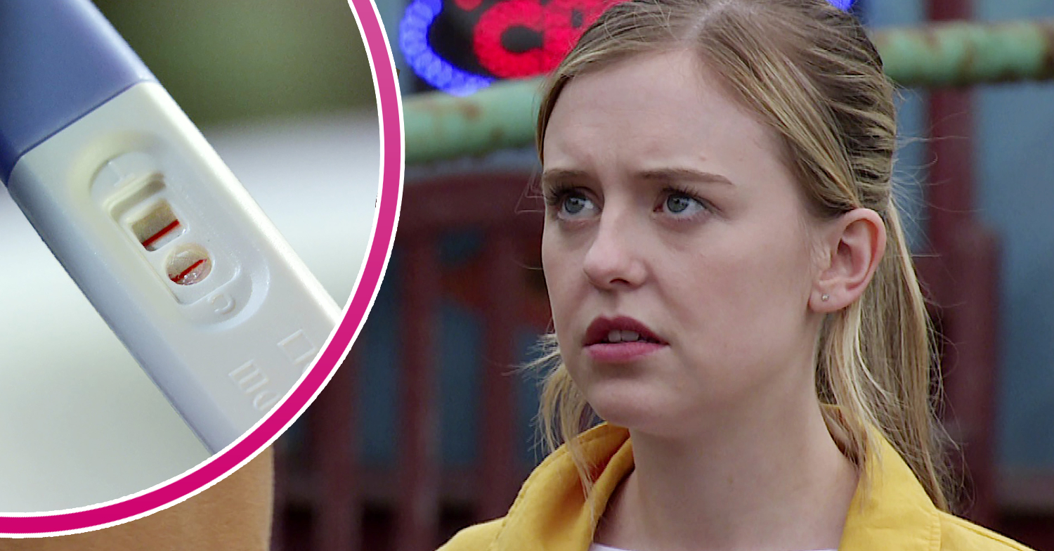 Coronation Street positive pregnancy test and Summer looking shocked
