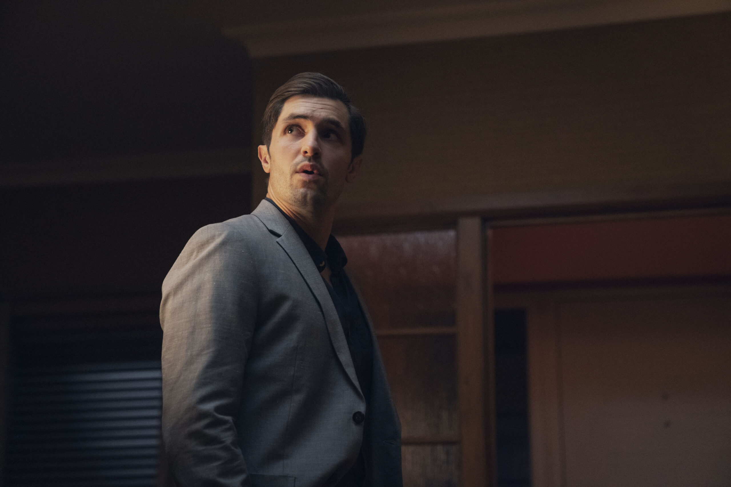 Phil Dunster pouting as Mike Stevens in The Devil's Hour