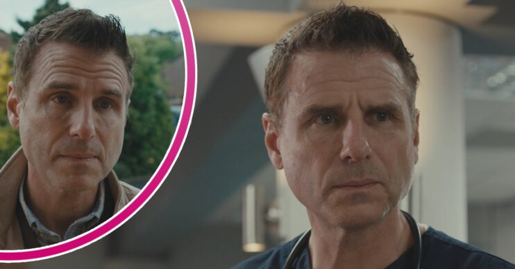 David looking worried in Casualty