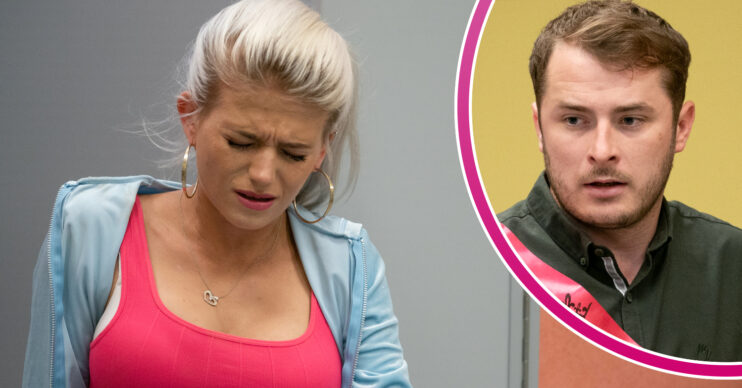 EastEnders Lola in pain and Ben looking shocked