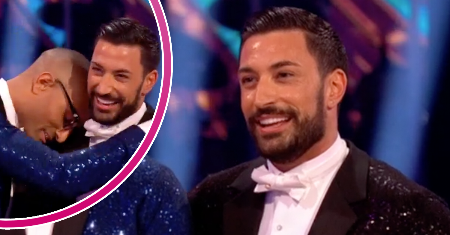 Giovanni Pernice smiling and cuddling Richie