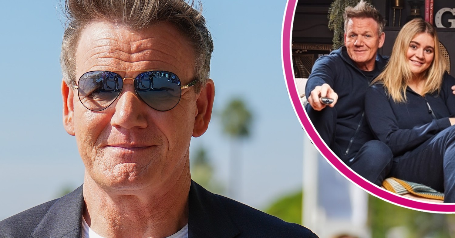 Gordon Ramsay wearing sunglasses and him with daughter Tilly on Celebrity Gogglebox